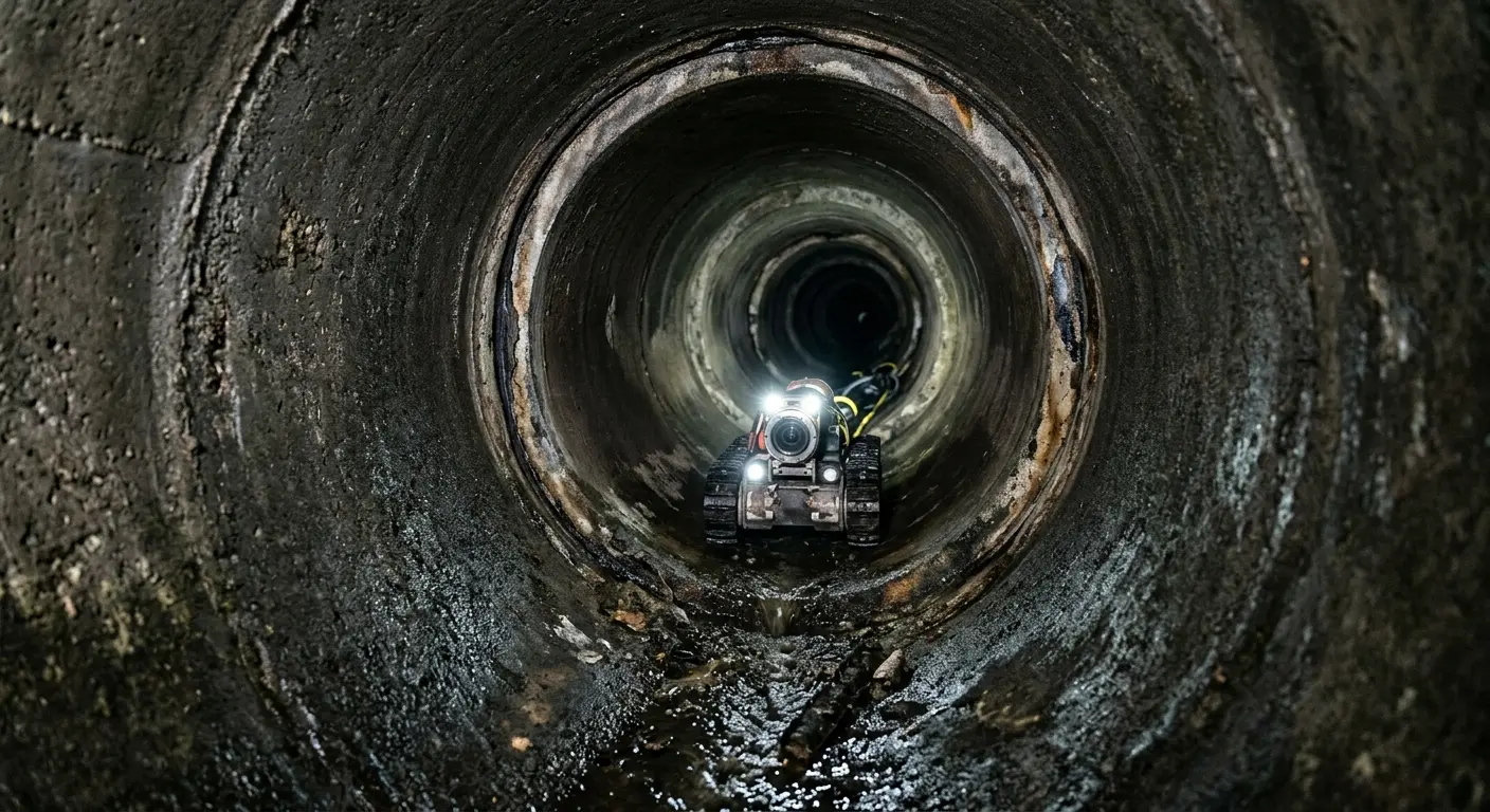 Robotic sewer camera inspecting pipe interior for Sewer Line Repair in Hickory